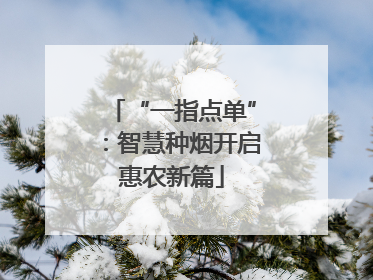 “一指点单”：智慧种烟开启惠农新篇