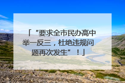 “要求全市民办高中举一反三，杜绝违规问题再次发生”！