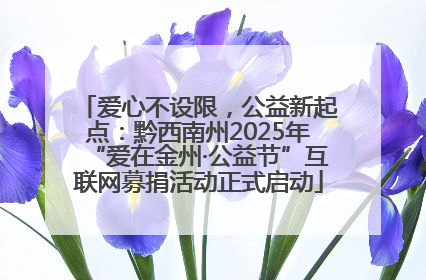 爱心不设限，公益新起点：黔西南州2025年“爱在金州·公益节”互联网募捐活动正式启动
