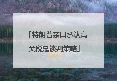 特朗普亲口承认高关税是谈判策略