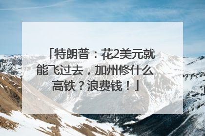 特朗普：花2美元就能飞过去，加州修什么高铁？浪费钱！