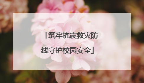 筑牢抗震救灾防线守护校园安全