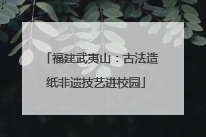 福建武夷山：古法造纸非遗技艺进校园