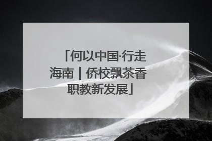 何以中国·行走海南｜侨校飘茶香 职教新发展