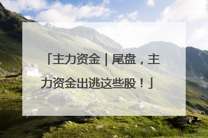 主力资金｜尾盘，主力资金出逃这些股！