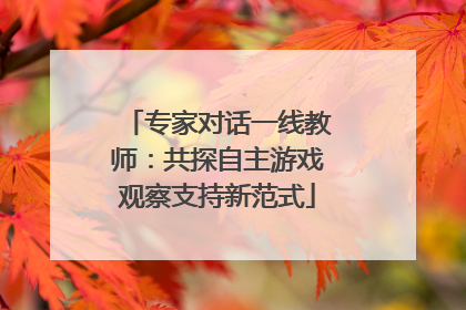 专家对话一线教师：共探自主游戏观察支持新范式