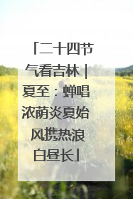 二十四节气看吉林｜夏至：蝉唱浓荫炎夏始 风携热浪白昼长