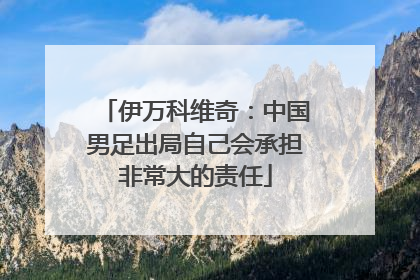 伊万科维奇：中国男足出局自己会承担非常大的责任