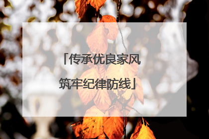 传承优良家风 筑牢纪律防线