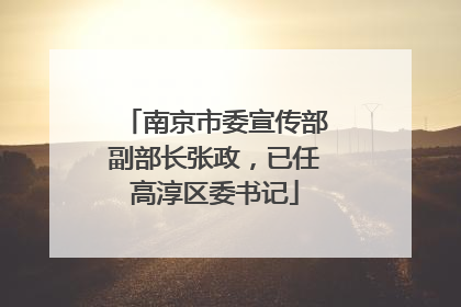 南京市委宣传部副部长张政，已任高淳区委书记