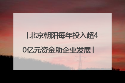 北京朝阳每年投入超40亿元资金助企业发展