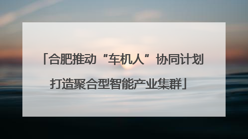 合肥推动“车机人”协同计划 打造聚合型智能产业集群