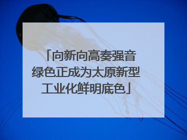向新向高奏强音 绿色正成为太原新型工业化鲜明底色