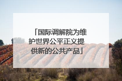 国际调解院为维护世界公平正义提供新的公共产品