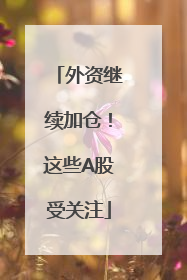 外资继续加仓！这些A股受关注