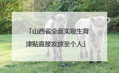 山西省全面实现生育津贴直接发放至个人