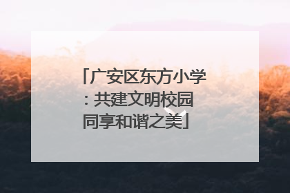 广安区东方小学：共建文明校园 同享和谐之美