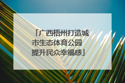 广西梧州打造城市生态体育公园 提升民众幸福感