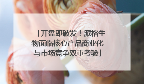 开盘即破发！派格生物面临核心产品商业化与市场竞争双重考验
