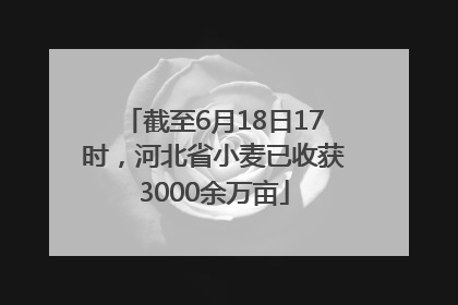 截至6月18日17时，河北省小麦已收获3000余万亩
