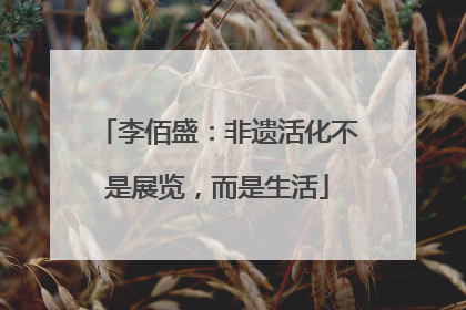 李佰盛：非遗活化不是展览，而是生活