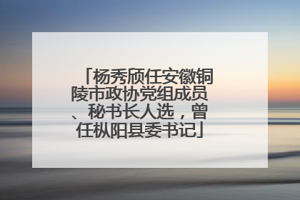 杨秀颀任安徽铜陵市政协党组成员、秘书长人选，曾任枞阳县委书记