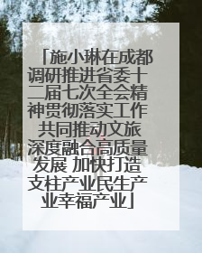 施小琳在成都调研推进省委十二届七次全会精神贯彻落实工作 共同推动文旅深度融合高质量发展 加快打造支柱产业民生产业幸福产业
