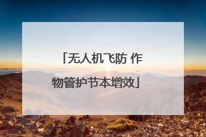 无人机飞防 作物管护节本增效