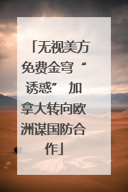 无视美方免费金穹“诱惑” 加拿大转向欧洲谋国防合作