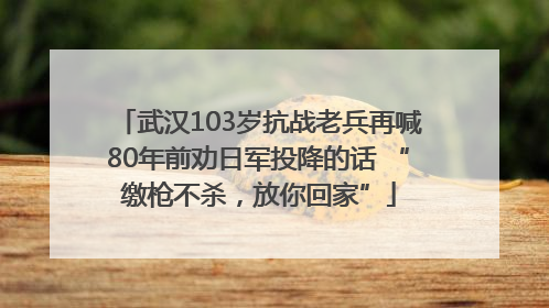 武汉103岁抗战老兵再喊80年前劝日军投降的话 “缴枪不杀，放你回家”