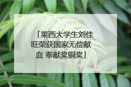 莱西大学生刘佳旺荣获国家无偿献血 奉献奖铜奖