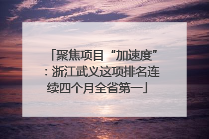 聚焦项目“加速度”：浙江武义这项排名连续四个月全省第一