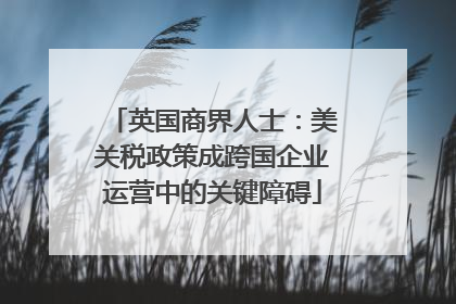 英国商界人士：美关税政策成跨国企业运营中的关键障碍