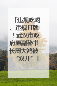 违规吃喝、违规打牌！武汉市政府原副秘书长周大鸿被“双开”