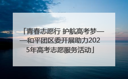 青春志愿行 护航高考梦——和平团区委开展助力2025年高考志愿服务活动