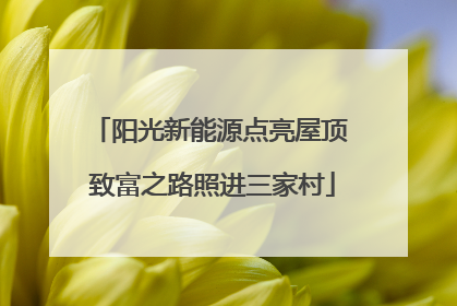 阳光新能源点亮屋顶 致富之路照进三家村