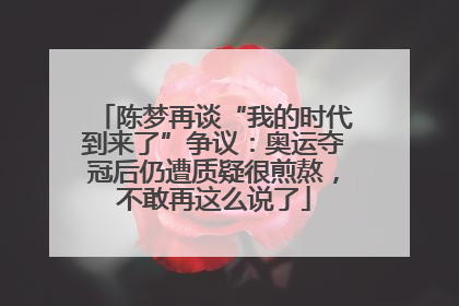 陈梦再谈“我的时代到来了”争议：奥运夺冠后仍遭质疑很煎熬，不敢再这么说了