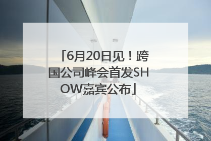 6月20日见！跨国公司峰会首发SHOW嘉宾公布